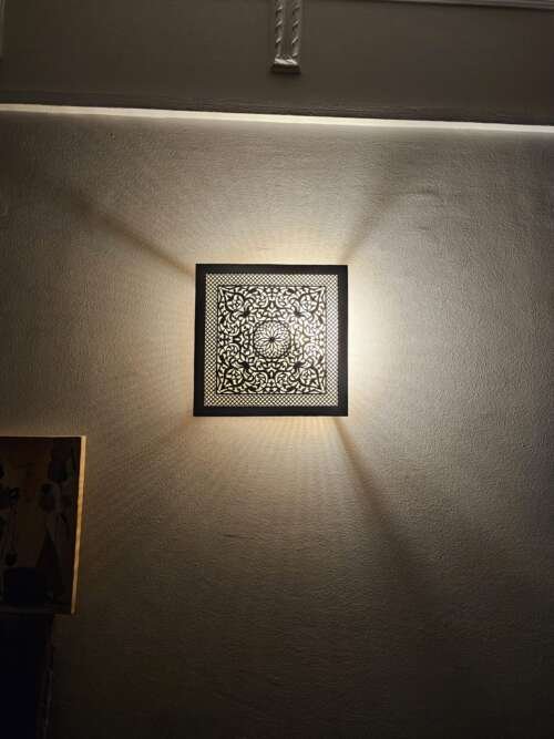 Moroccan brass wall sconce, brass wall lamp in square shaphe - Image 4